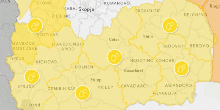 УХМР објави мапа – еве кои делови ќе бидат најпогодени