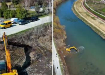 Голема акција во Скопје, механизација го чисти коритото на Вардар