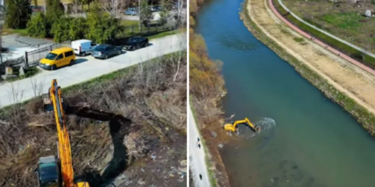 Голема акција во Скопје, механизација го чисти коритото на Вардар